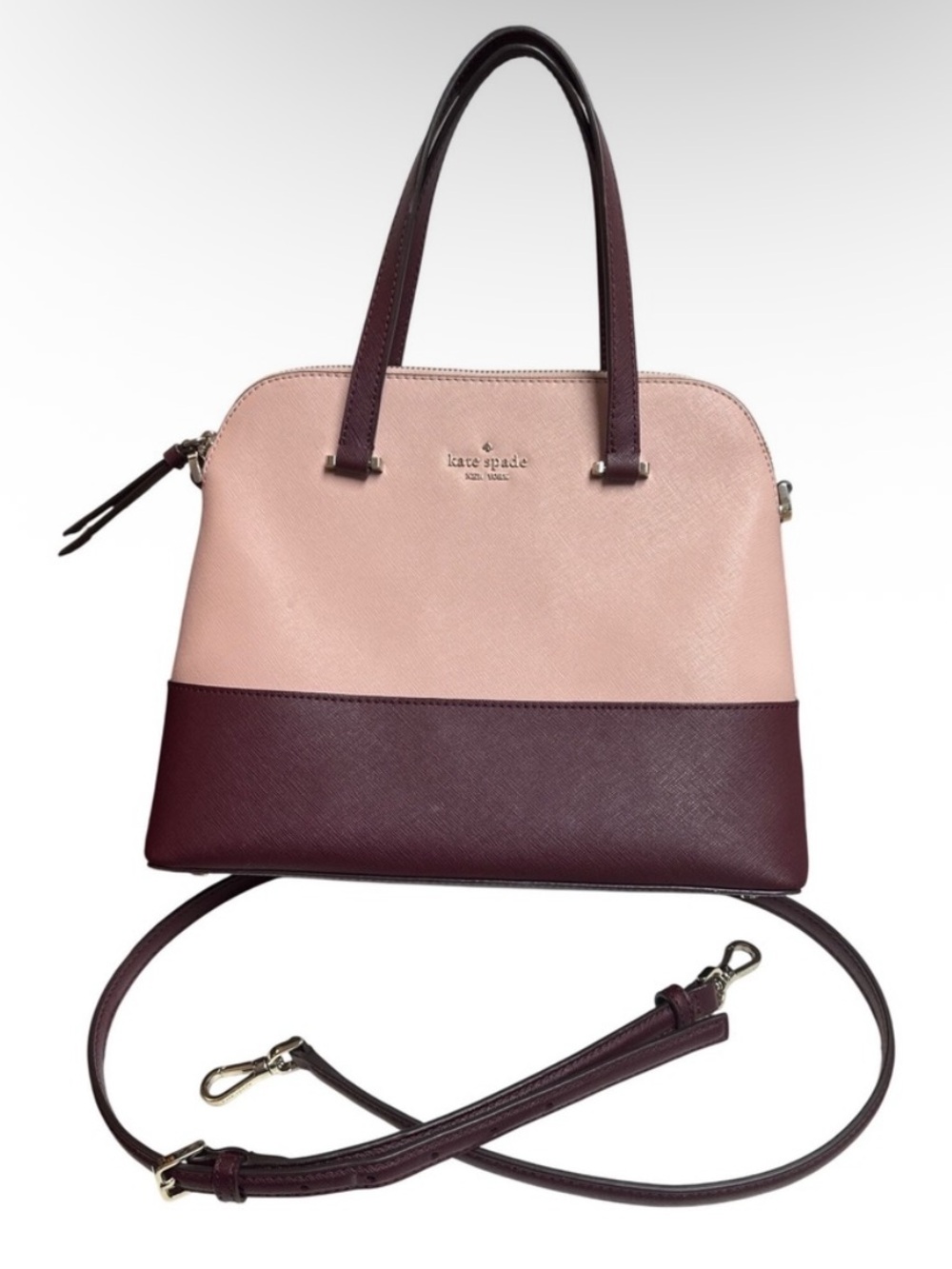 Kate Spade Maise Two-Tone Satchel - Blush and Burgundy